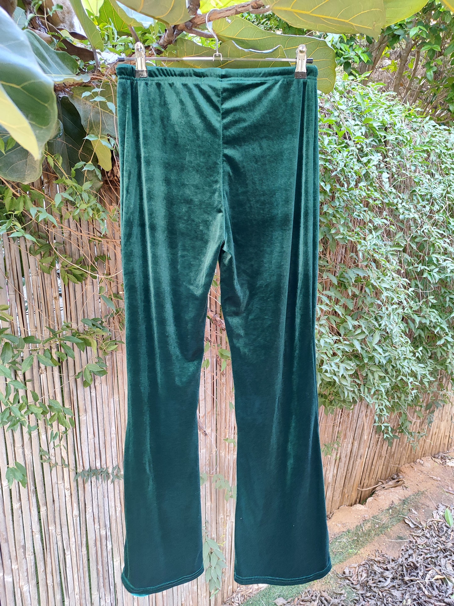 מכנסים קטיפתי ירוק כהה רחב קרסוליים - Image 5