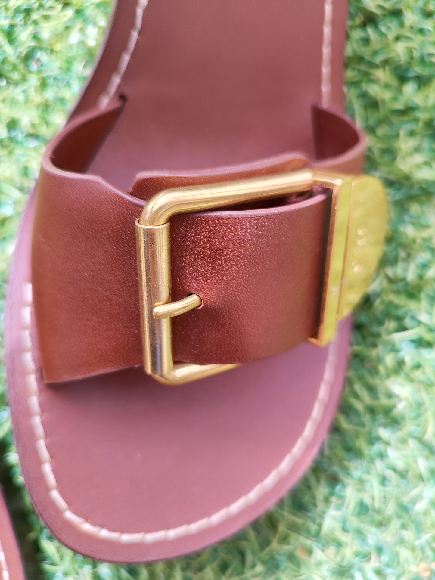 Chloé סנדל עור חום בסוף מוזהב - Image 4 by Chloé