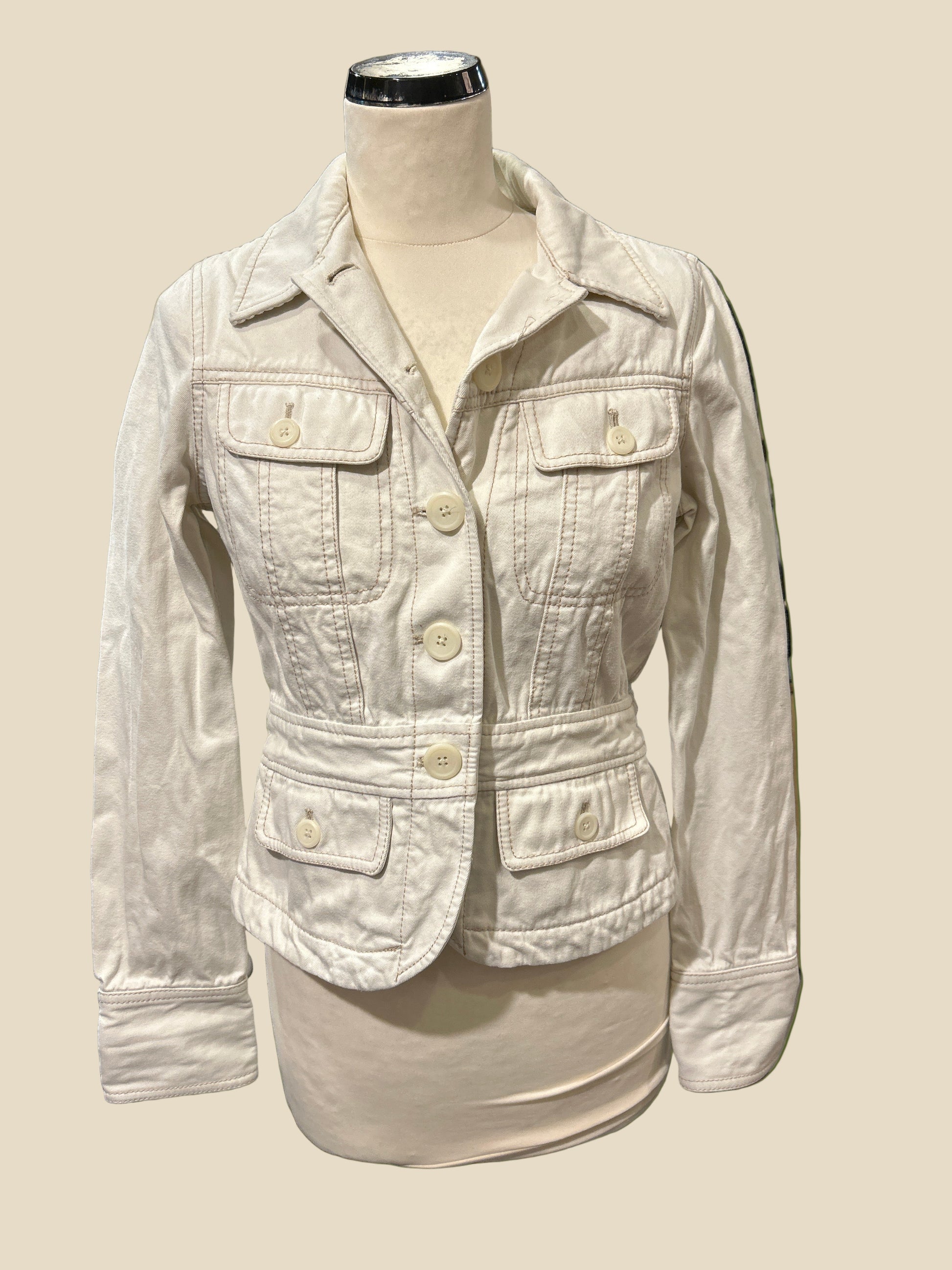 ג׳קט וינטג׳ לבן by Polo Jeans - Size S