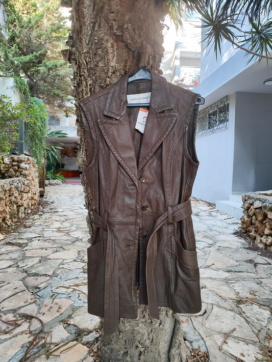 ג'קט עור חום ללא שרוולים מהפנט  - Image 4 by Alberta Ferretti