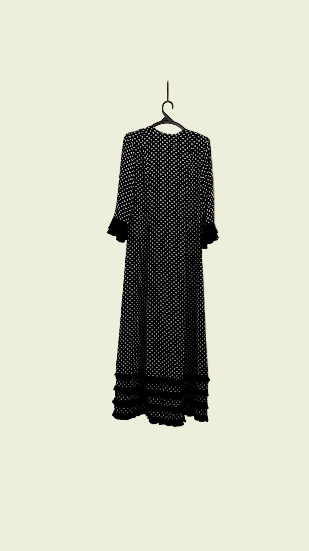 שמלת נקודות כחולה וינטג' עם וולנים בסופים  by וינטג'  - Size S