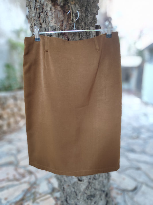 חצאית עפרון חומה קלאסית - Size M