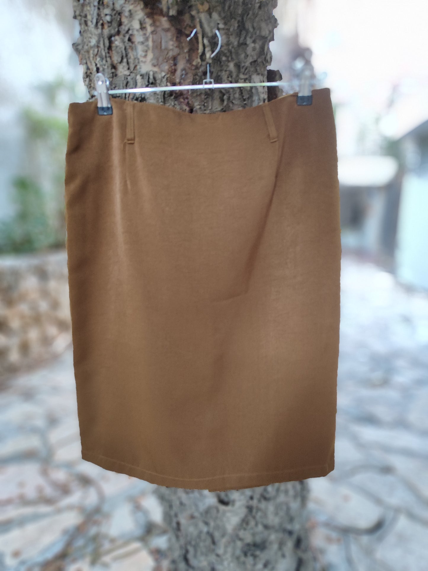 חצאית עפרון חומה קלאסית - Size M