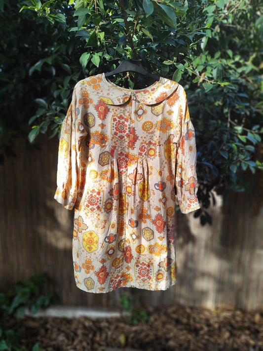 שמלה ונטג' פרחונית בצבעי צהוב כתום - Image 3 by See By Chloe