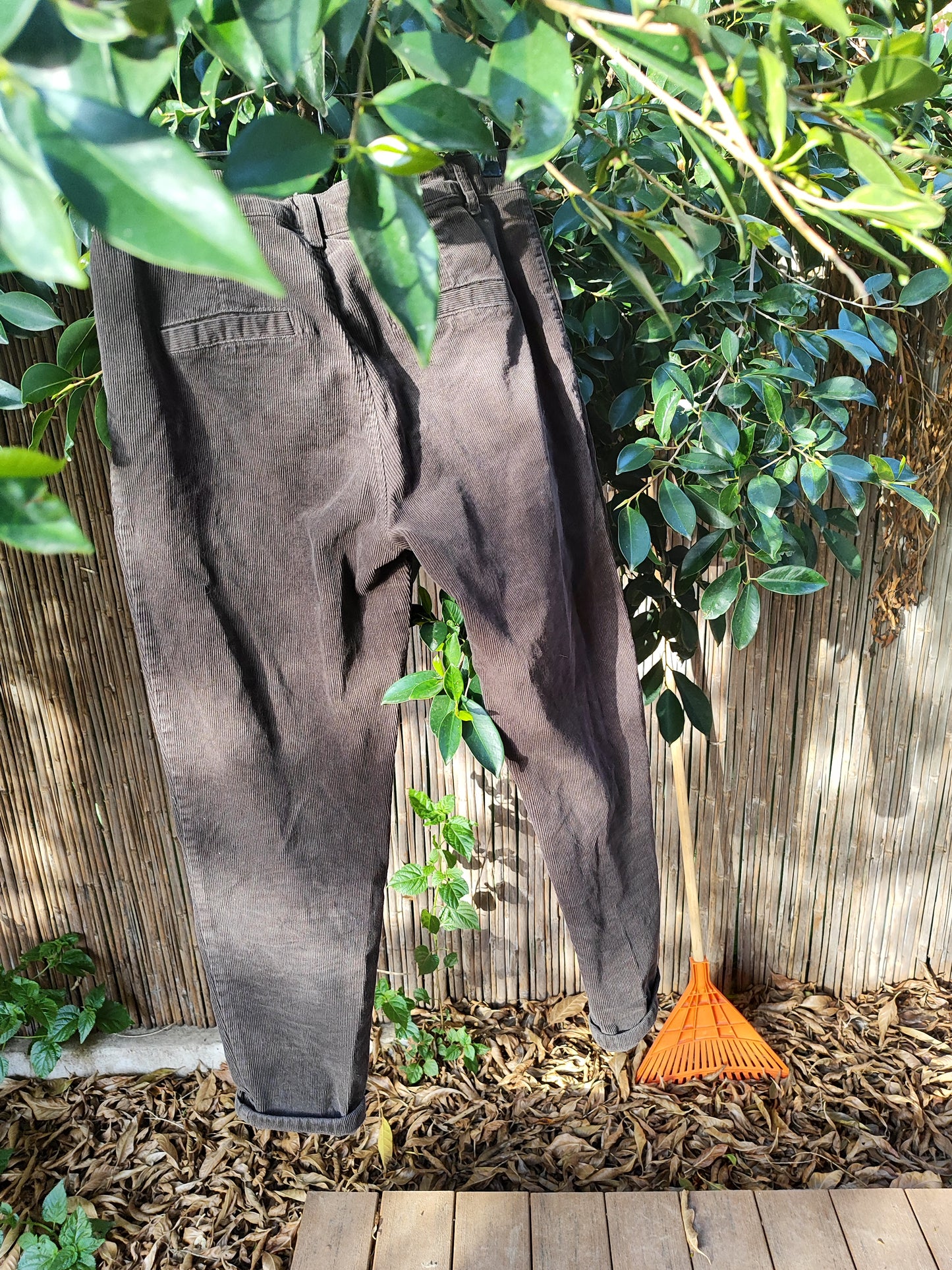 מכנסי קורדרוי חום שוקולד פנסים אופנתי - Image 3