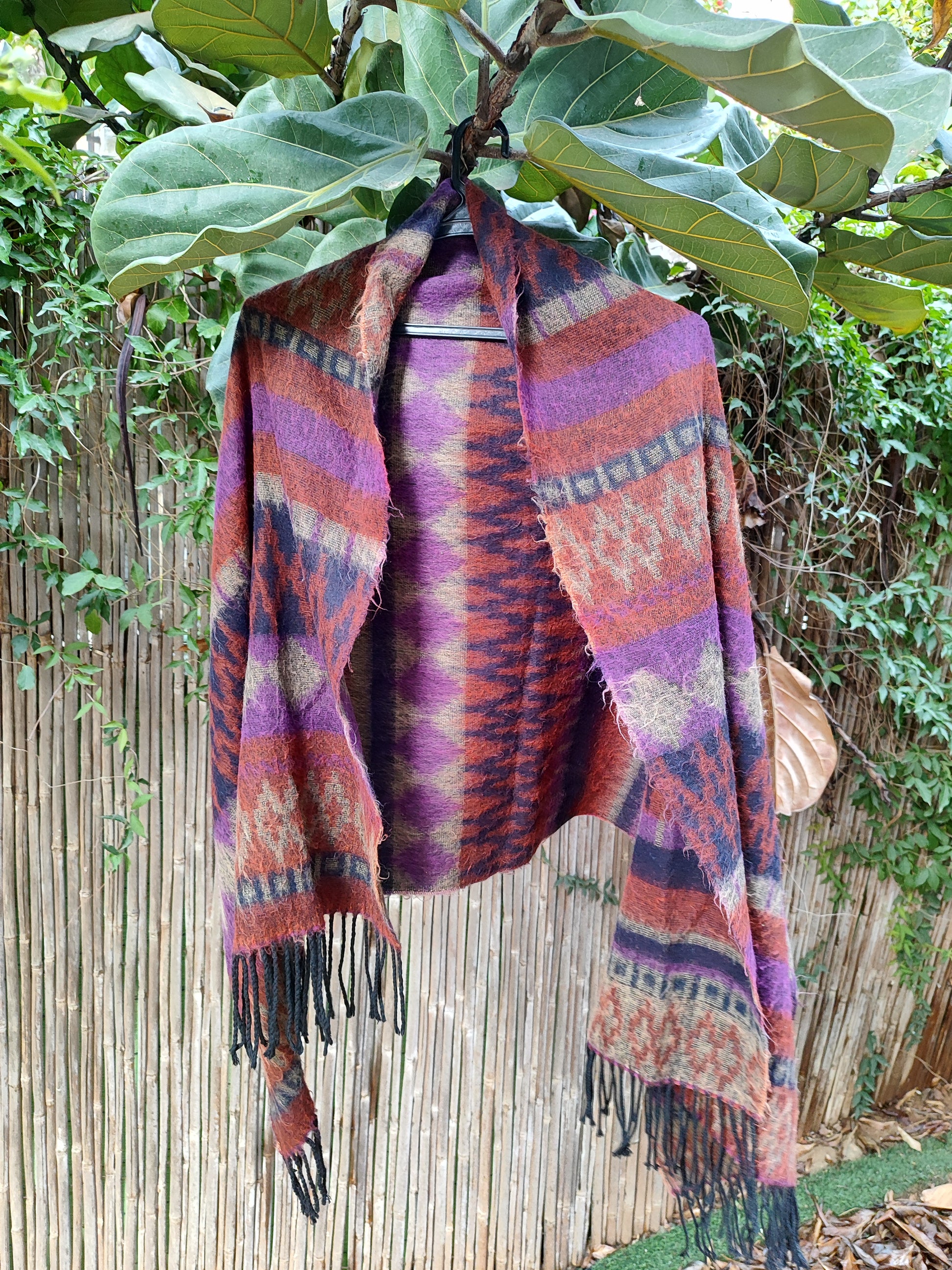 צעיף צמר חמים בצורות גאומטריות - Size One Size