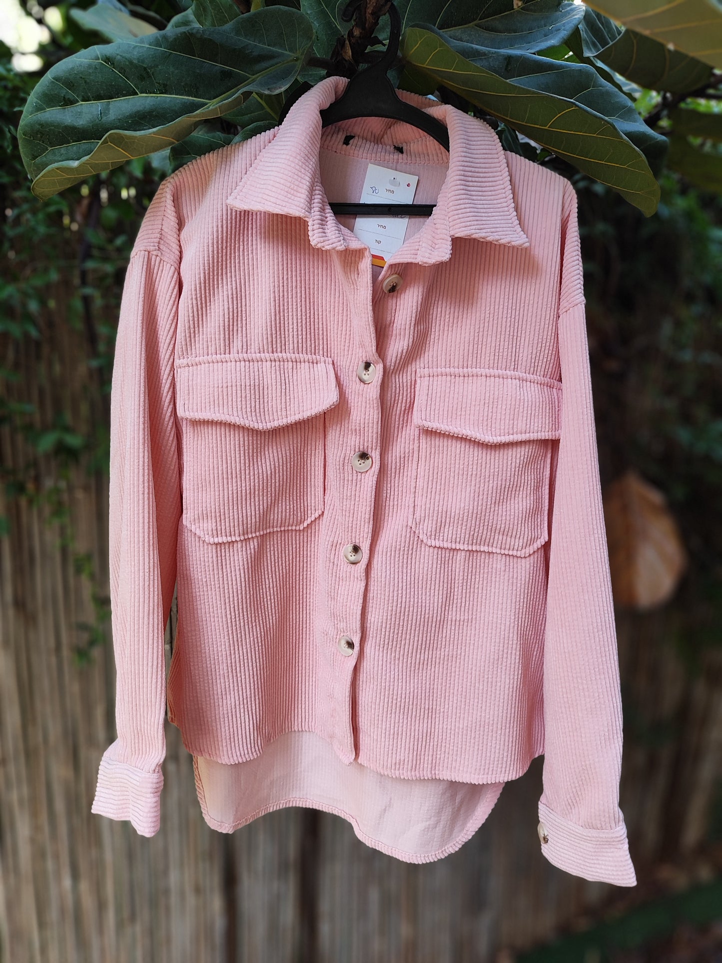 חולצת כפתורים קורדרויי ורודה ורכה - Size L