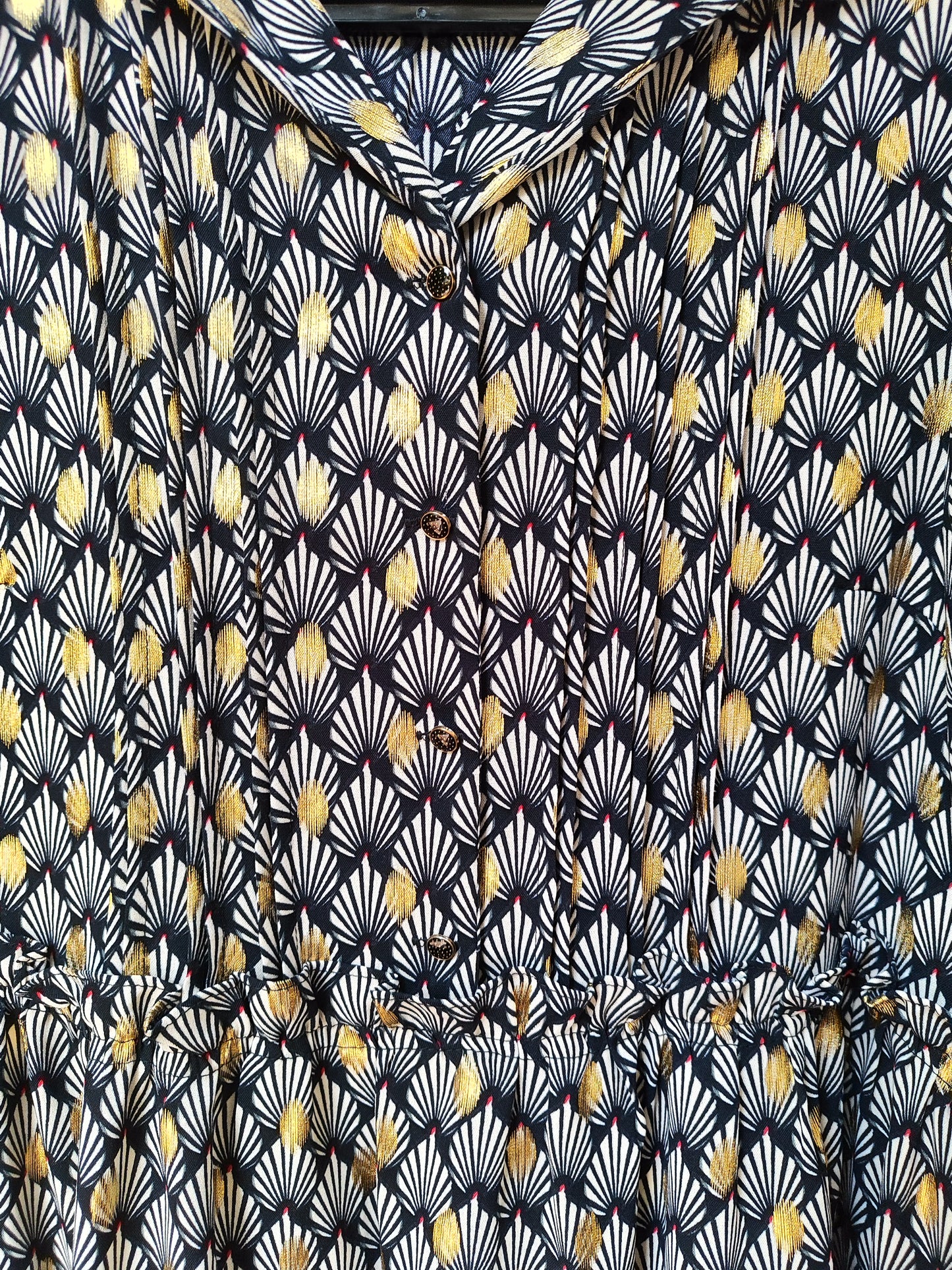 שמלת הדפס נוצות טווס בנגיעות זהב by Hadas - Size S-M