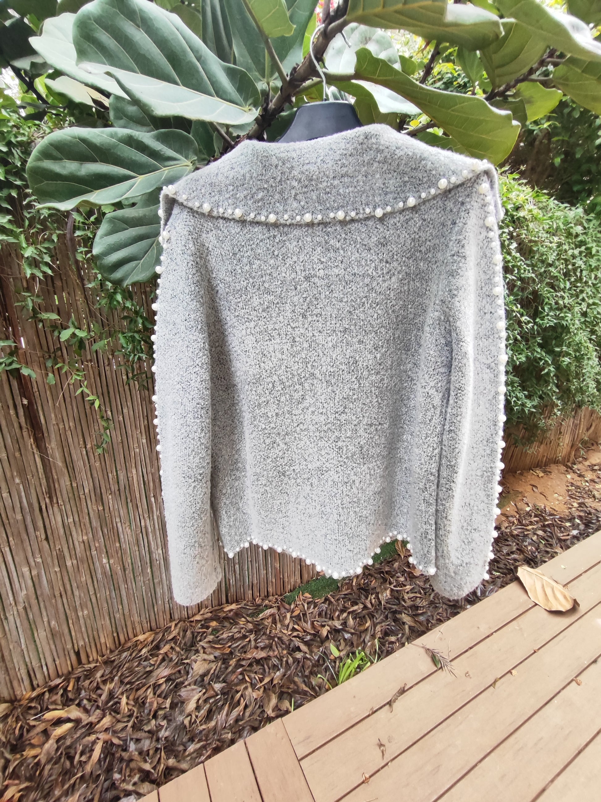 קרדיגן  סריג אפור בקצוות פנינים - Image 5 by Ice Cube