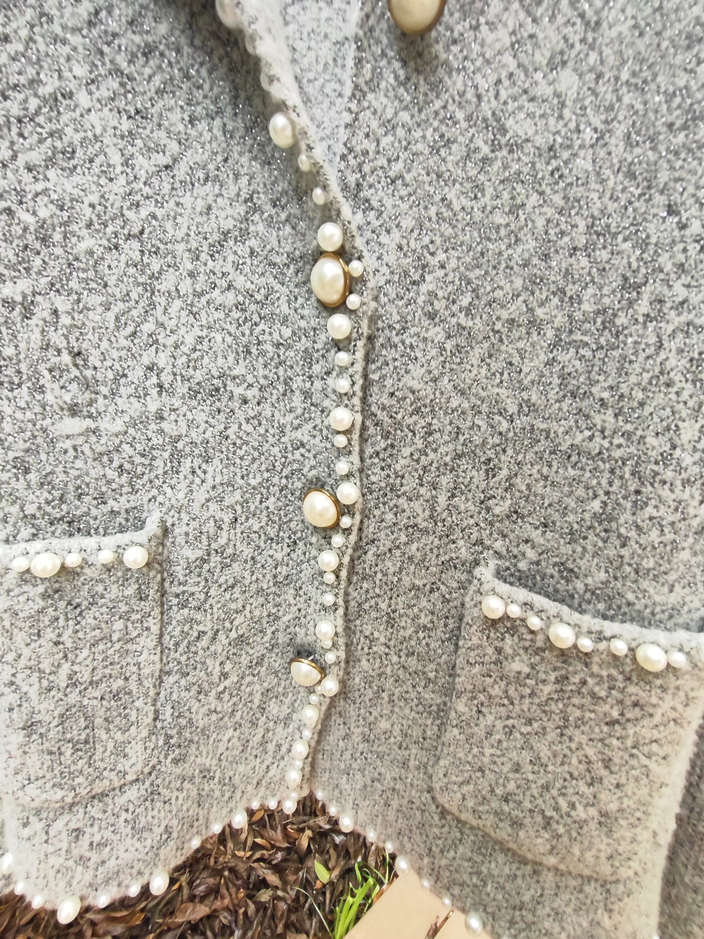 קרדיגן  סריג אפור בקצוות פנינים - Image 4 by Ice Cube