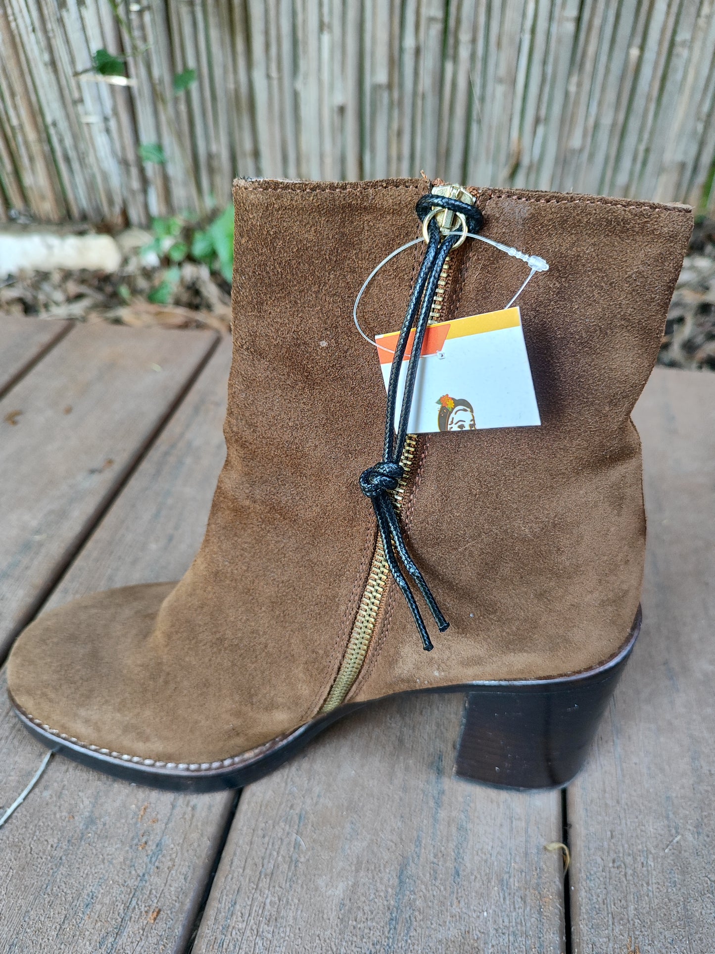 מגפוני זמש חומים בעקב עבה - Image 3 by זארה