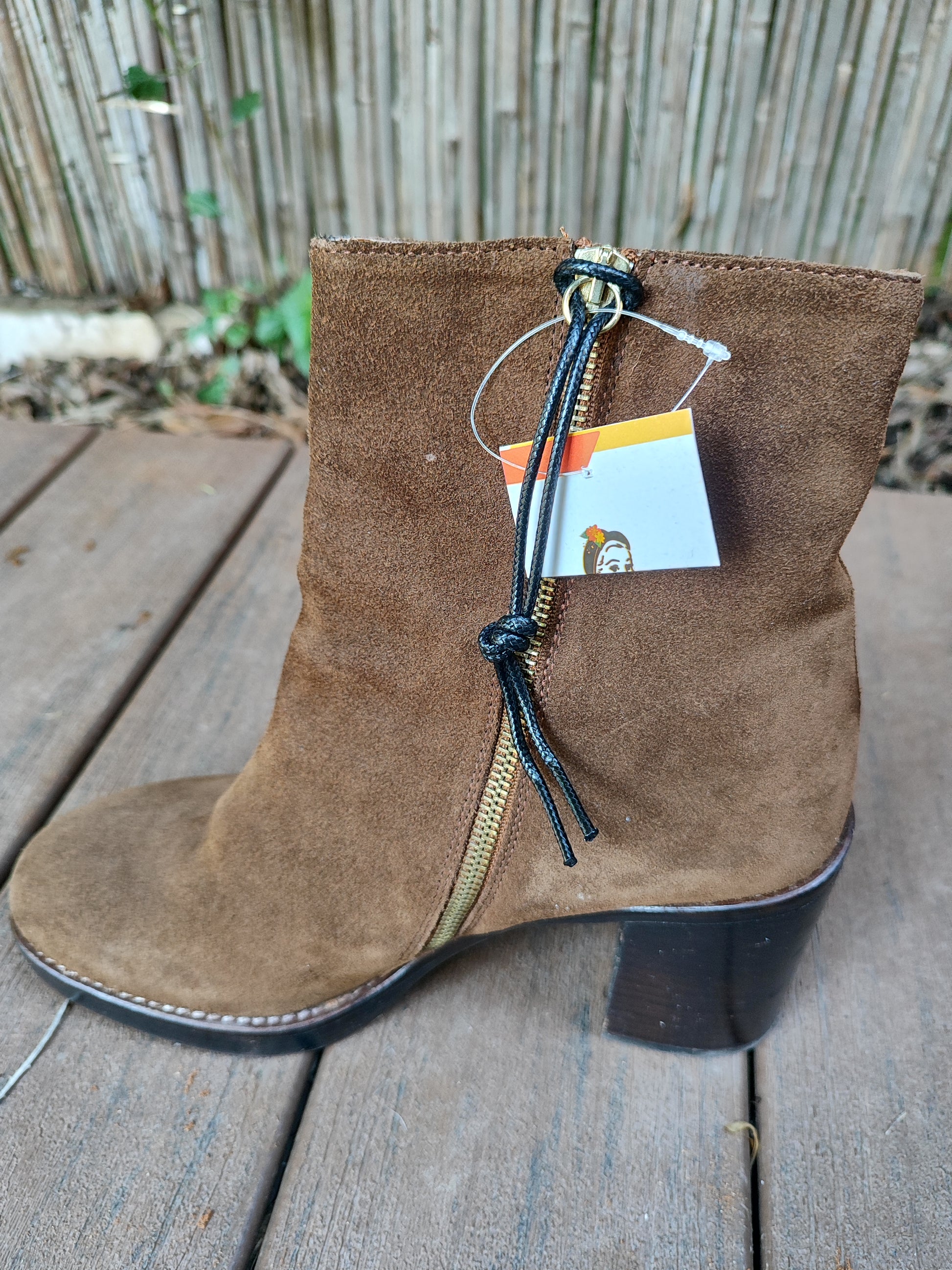 מגפוני זמש חומים בעקב עבה - Image 3 by זארה