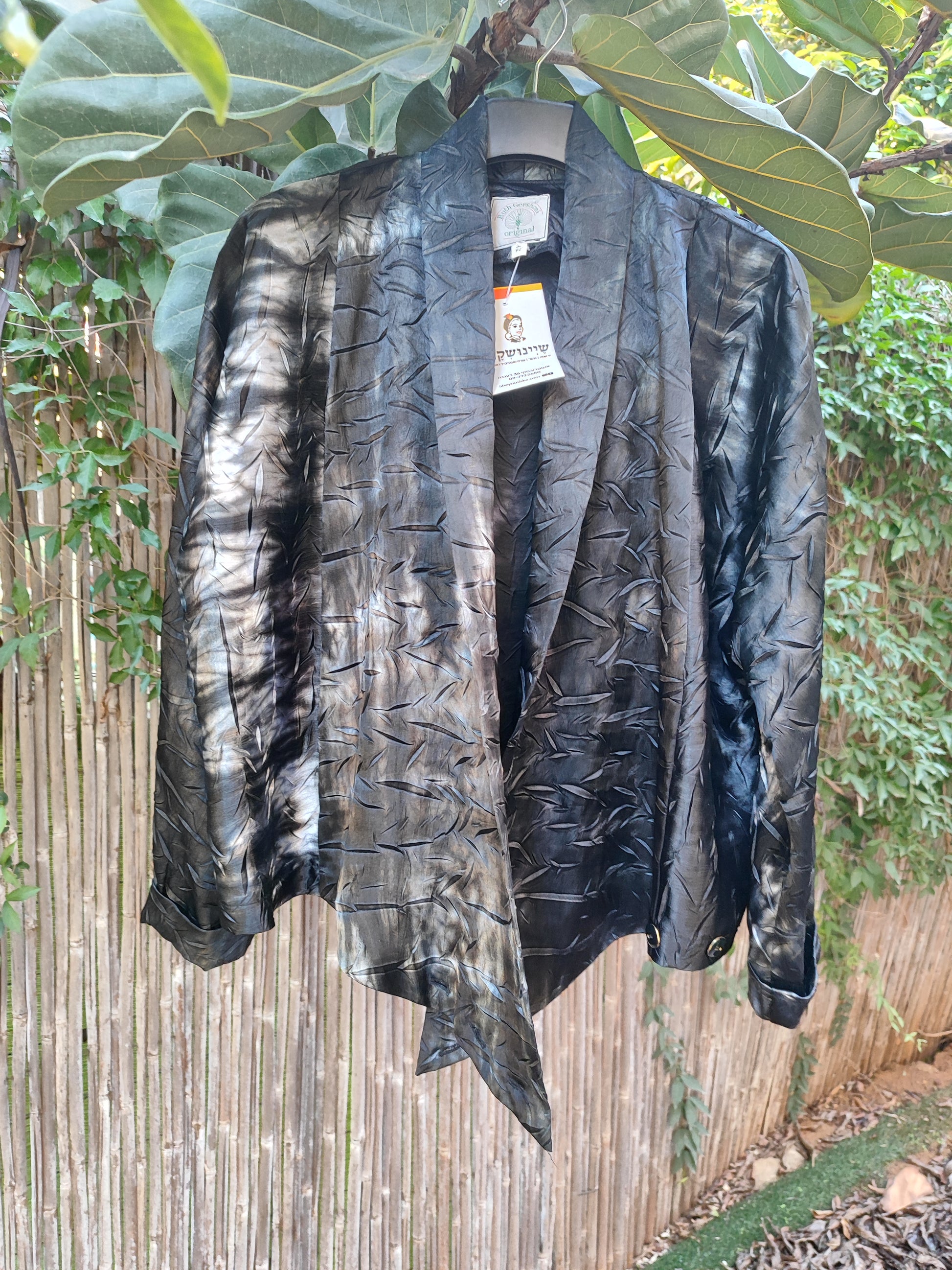 ז'קט שחור יוקרתי במראה מקומט ומבריק - Image 3 by Ralph gershoni