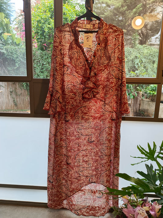 שמלת דקה הדפס פרחוני בד נשפך בחזה - Image 4 by Joe Van