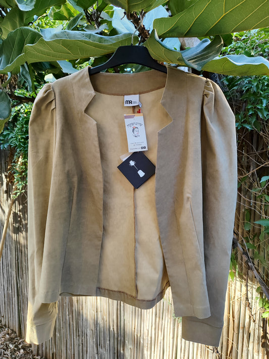 ז'קט מוקה פתוח בצווארון משולשים  - Image 3 by MR