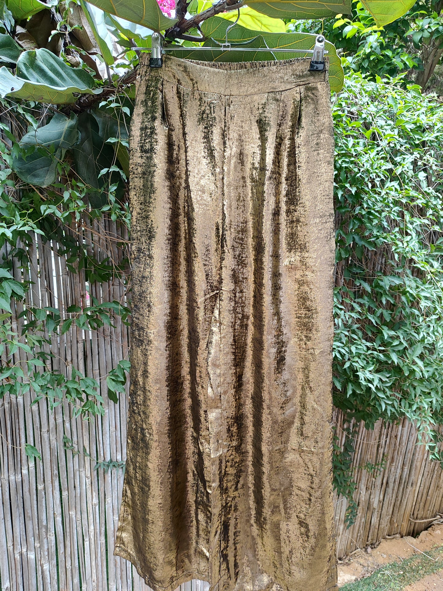 מכנסיי זהב וינטג׳ דקות בחגורת גומי אחורית - Image 5