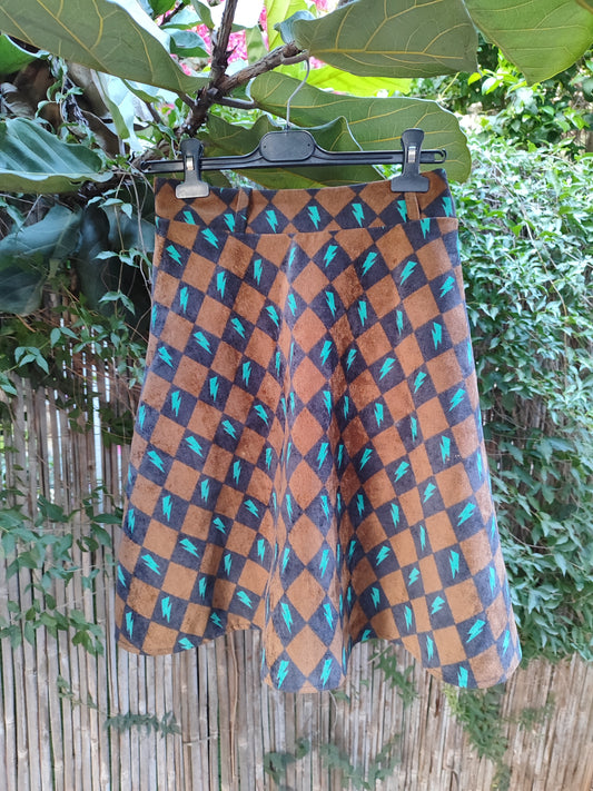 חצאית קורדרויי בריבועי ברק רטרו - Image 3 by קאלה
