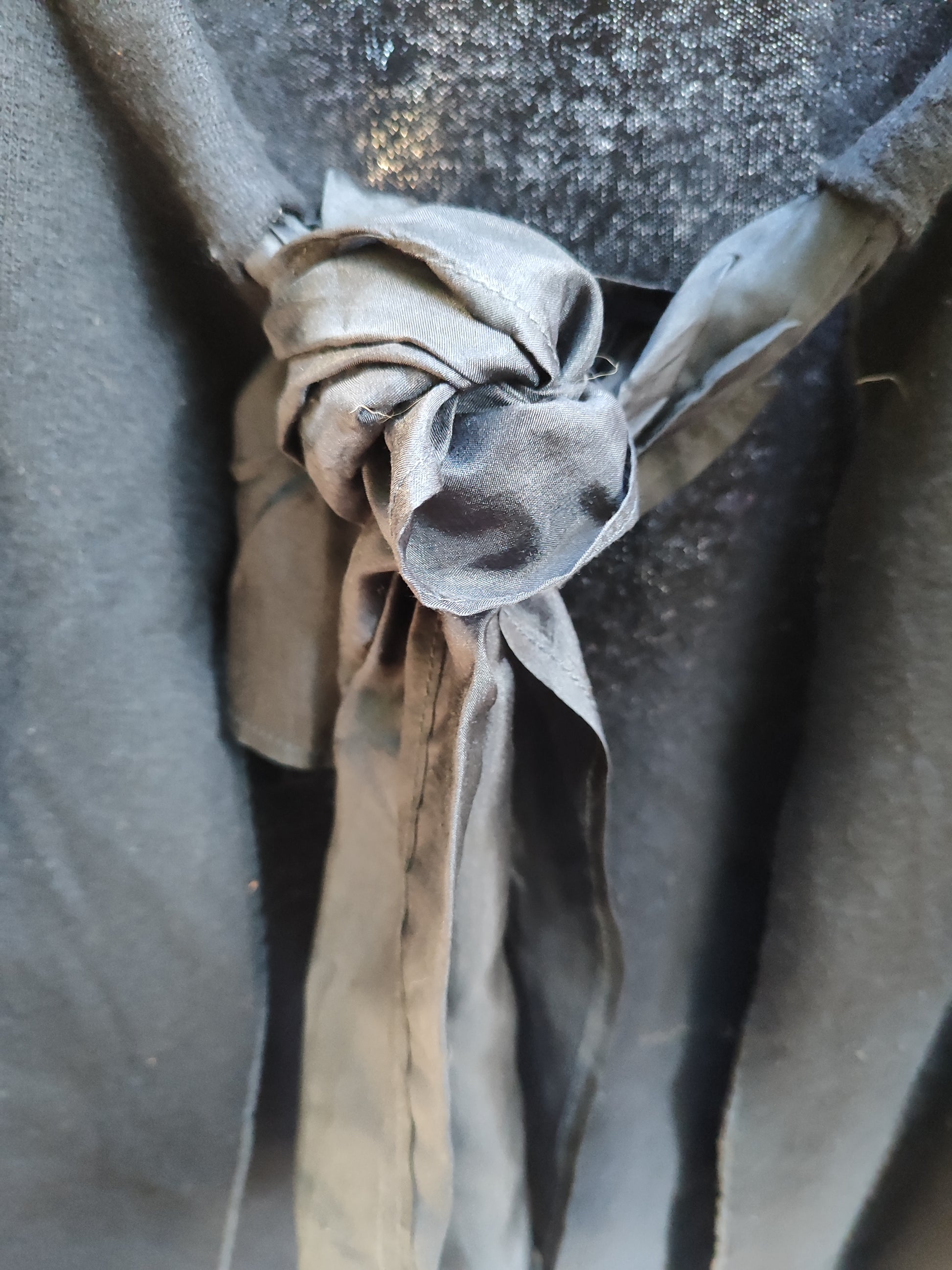 קרדיגן סריג שחור חצי שרוול בקשירת סרט by DKNY - Size L