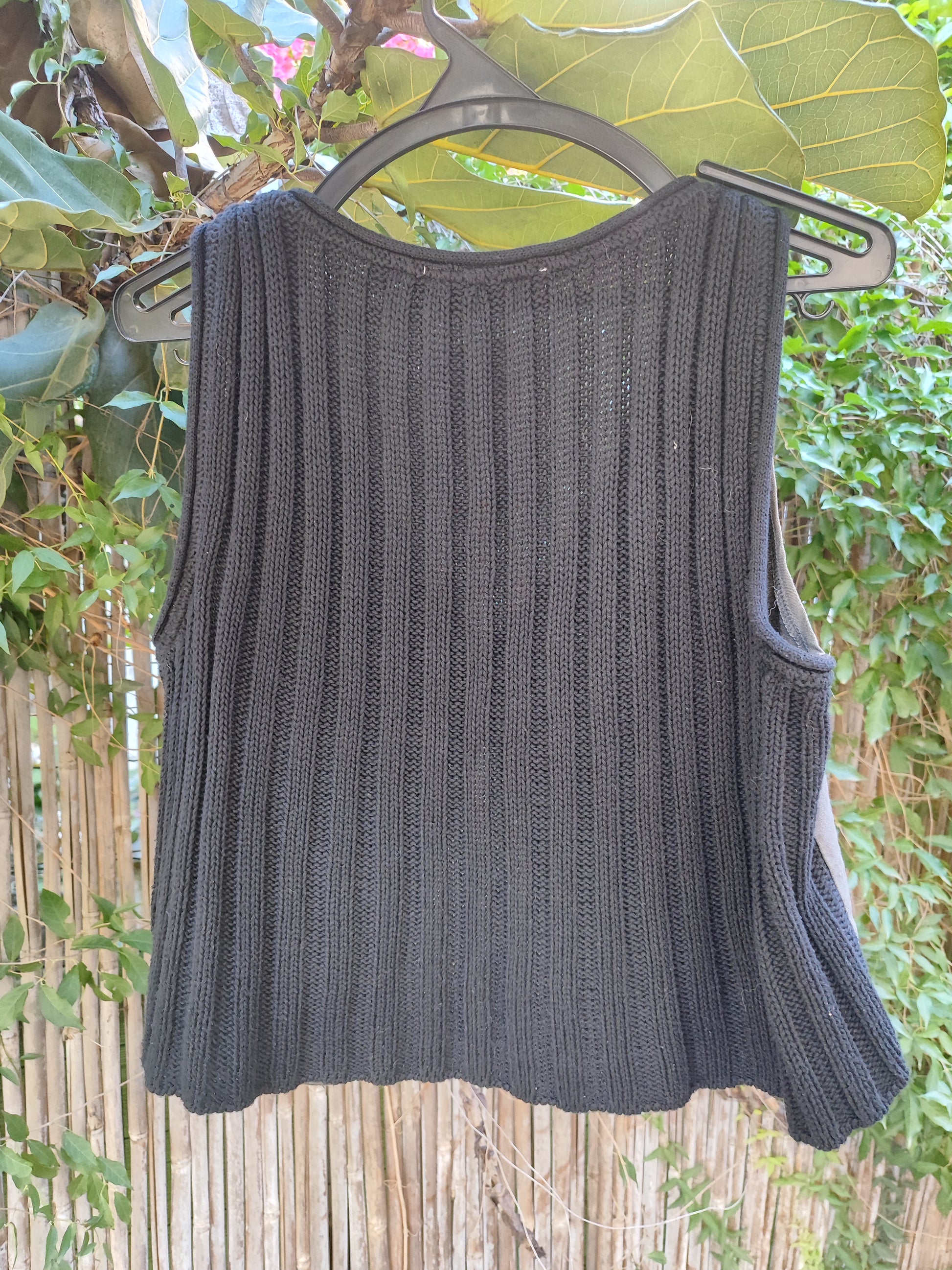 ווסט אפור בכפתור עליון וגב סרוג by Lizard - Size L - xl