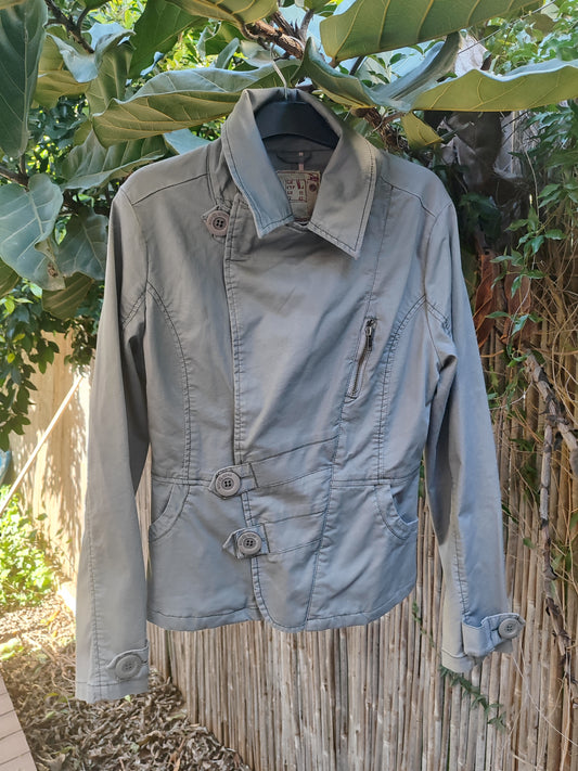 ז'קט אופנועים מבד באפור כפתורי ענק by Atrrattivo (ספרדי יוקרתי)  - Size M