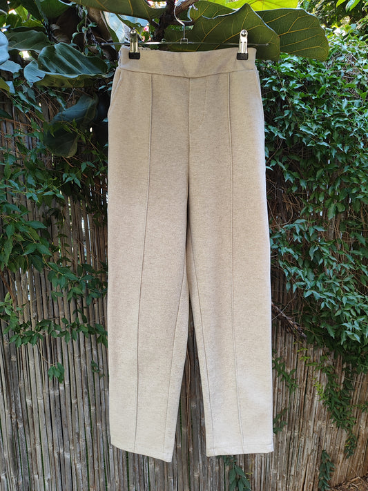 מכנסיים חמימים בקרם בפס מחלק - Image 5