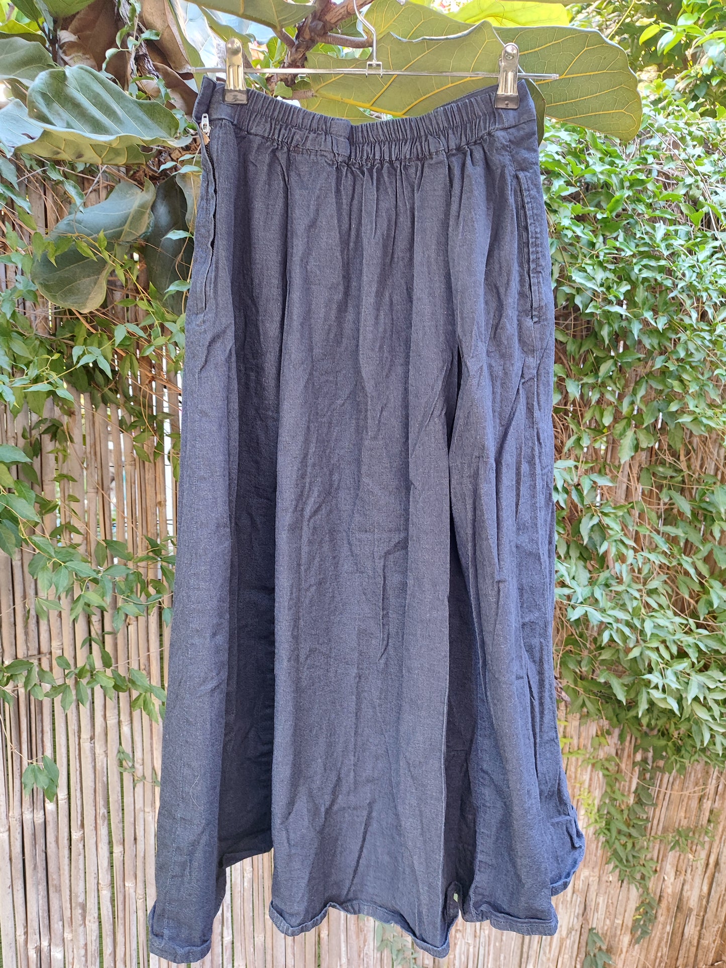 חצאית ג'ינס בפנסים וחגורת גומי אחורית - Image 2