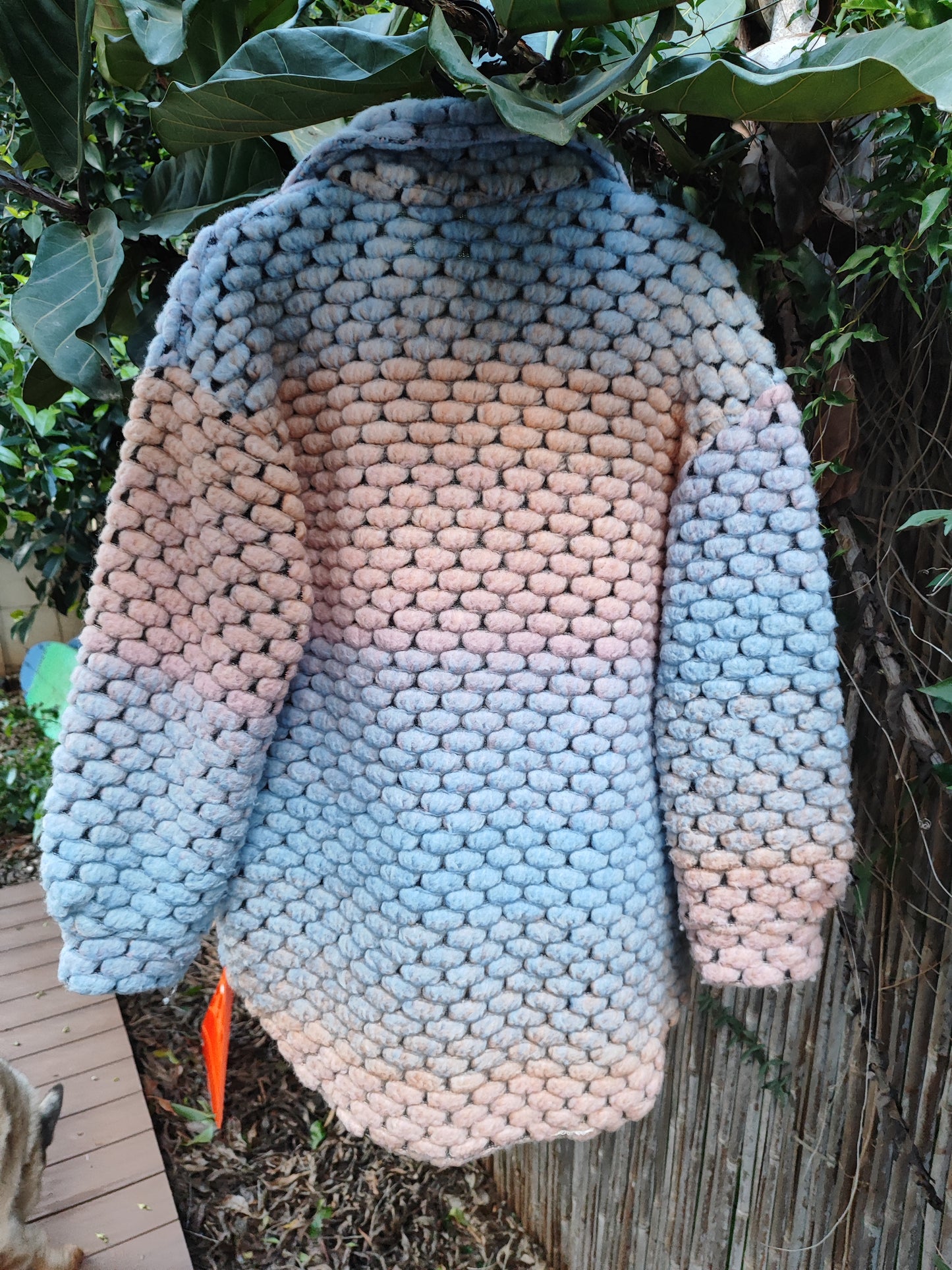 סריג בועות צמר גפן בצבעים ורוד תכלת  - Image 2