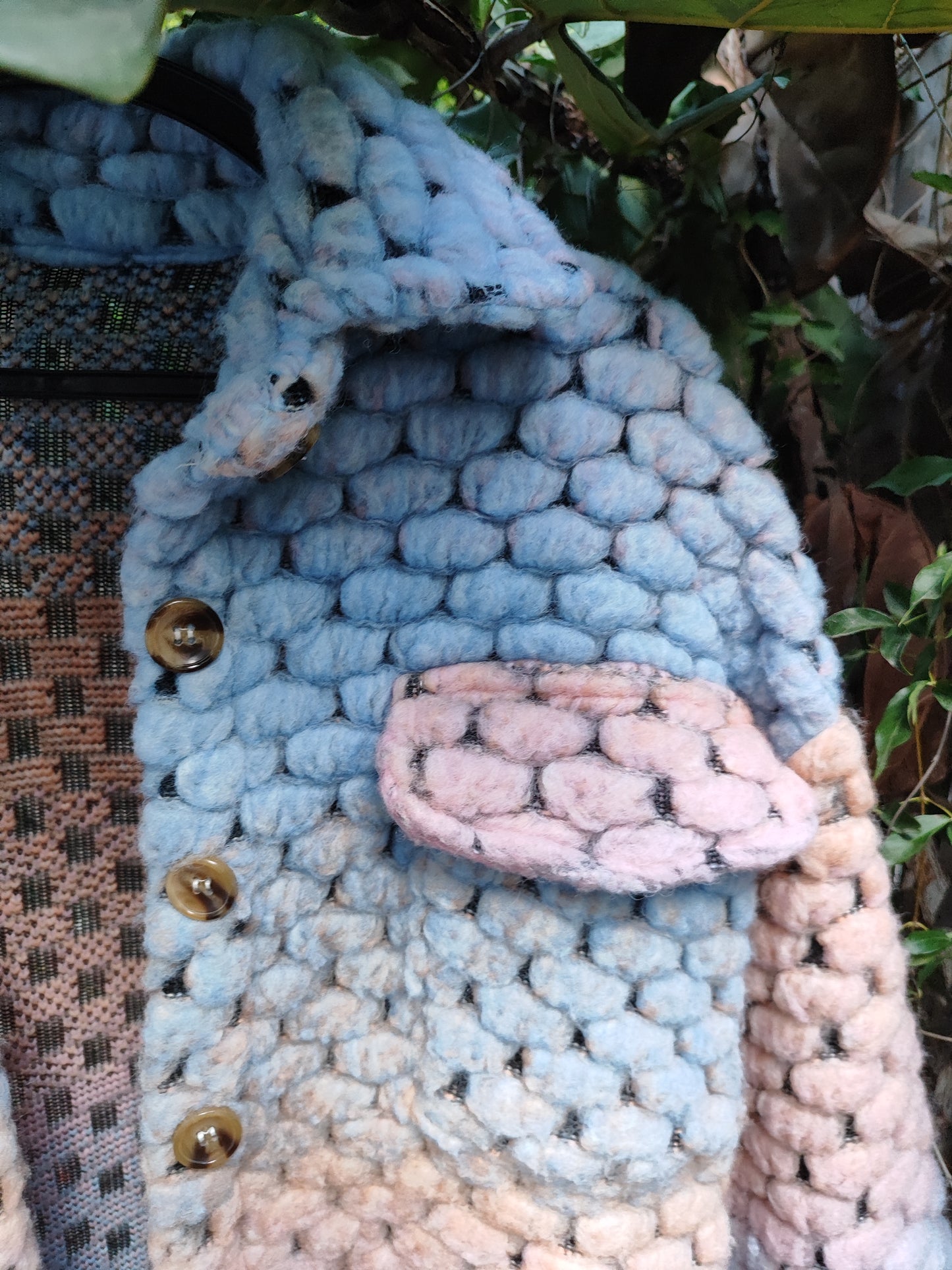 סריג בועות צמר גפן בצבעים ורוד תכלת  - Image 3