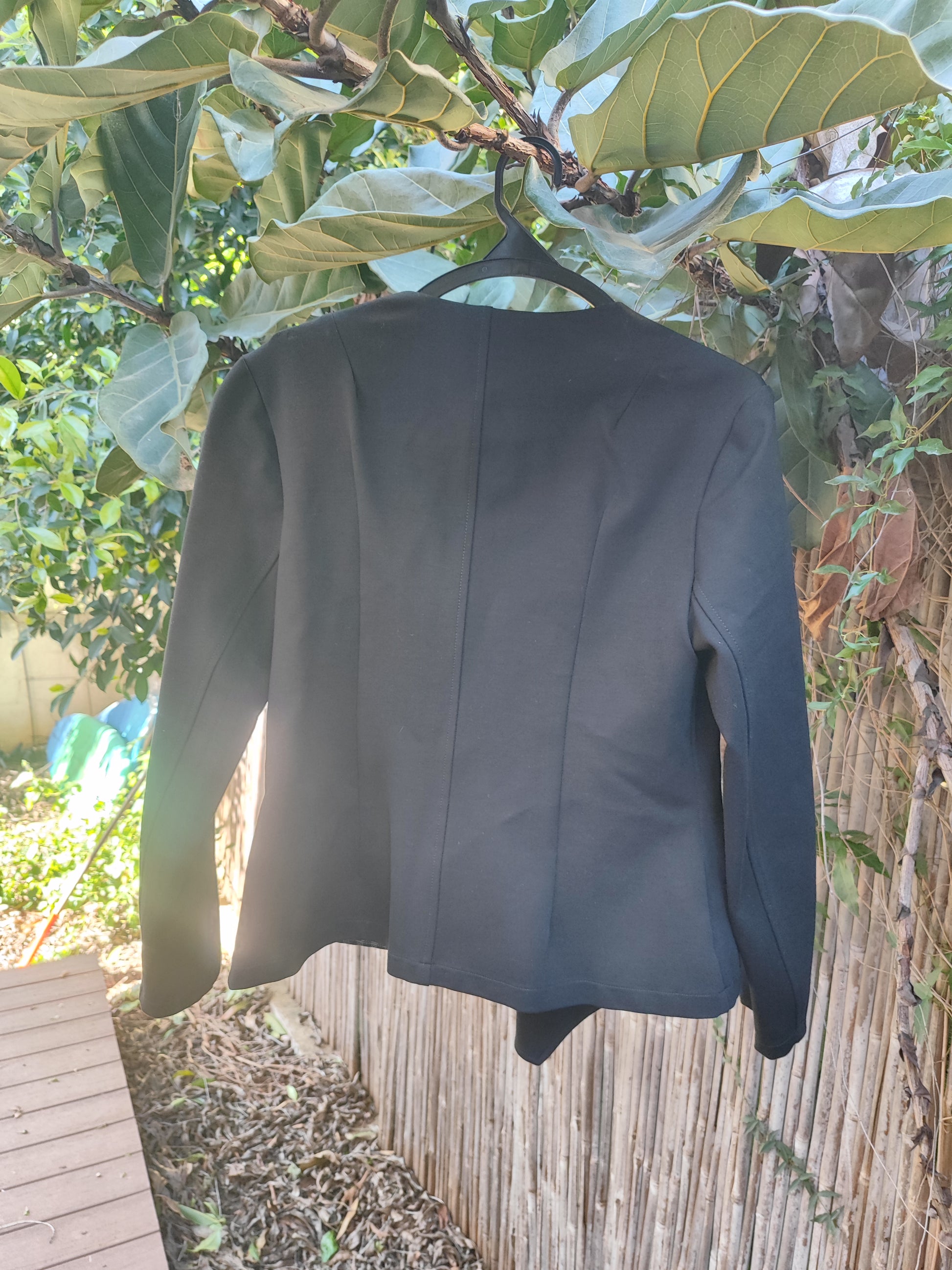 ז'קט שחור אפור אה סימטרי ברוכסן ומשובץ by Assaf Pelleg - Size M