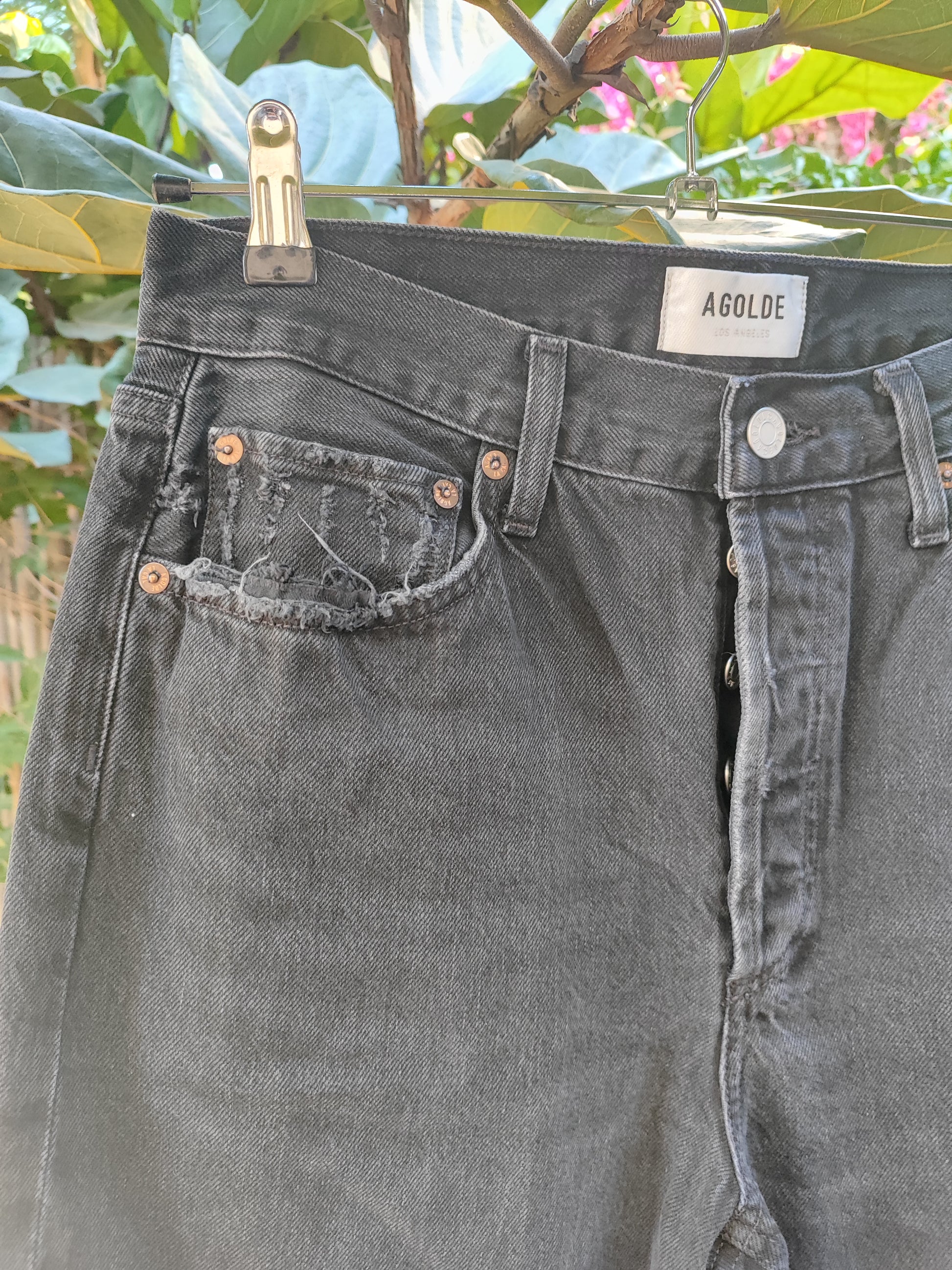 מכנסי ג'ינס שחורים גזרה גבוהה - Image 2 by Agolde