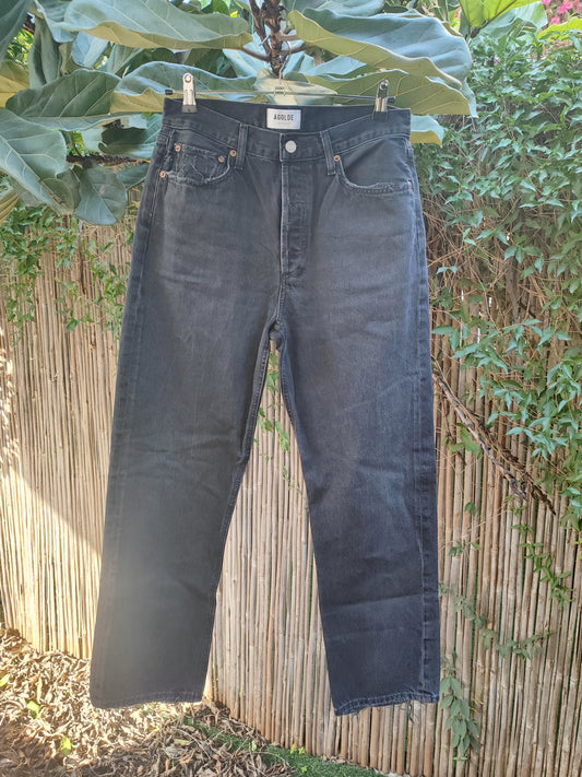 מכנסי ג'ינס שחורים גזרה גבוהה by Agolde - Size 28