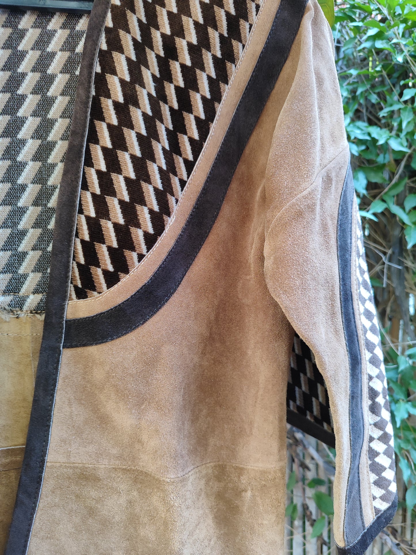 קרדיגן וינטג' ערבוב משובץ של ז'מש וקטיפה - Image 4