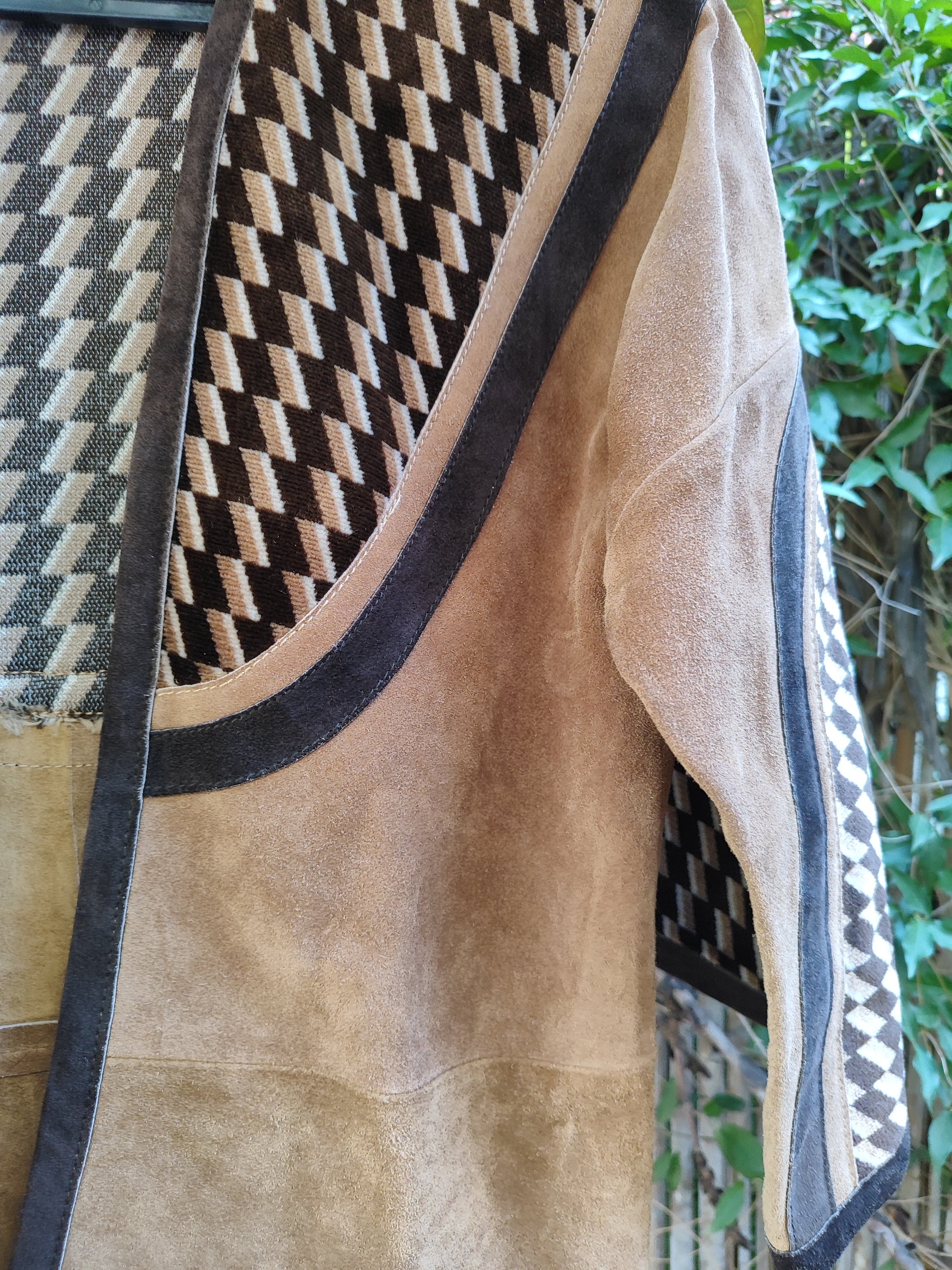 קרדיגן וינטג' ערבוב משובץ של ז'מש וקטיפה - Image 4