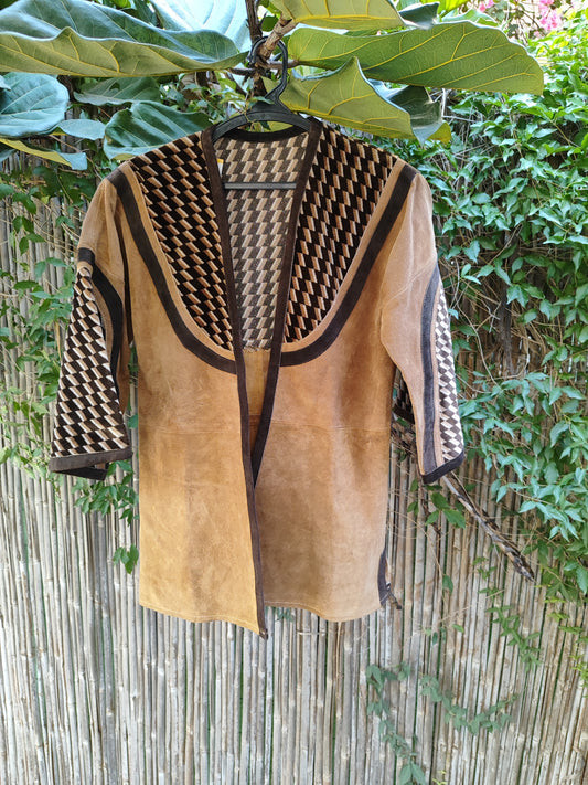 קרדיגן וינטג' ערבוב משובץ של ז'מש וקטיפה - Image 5