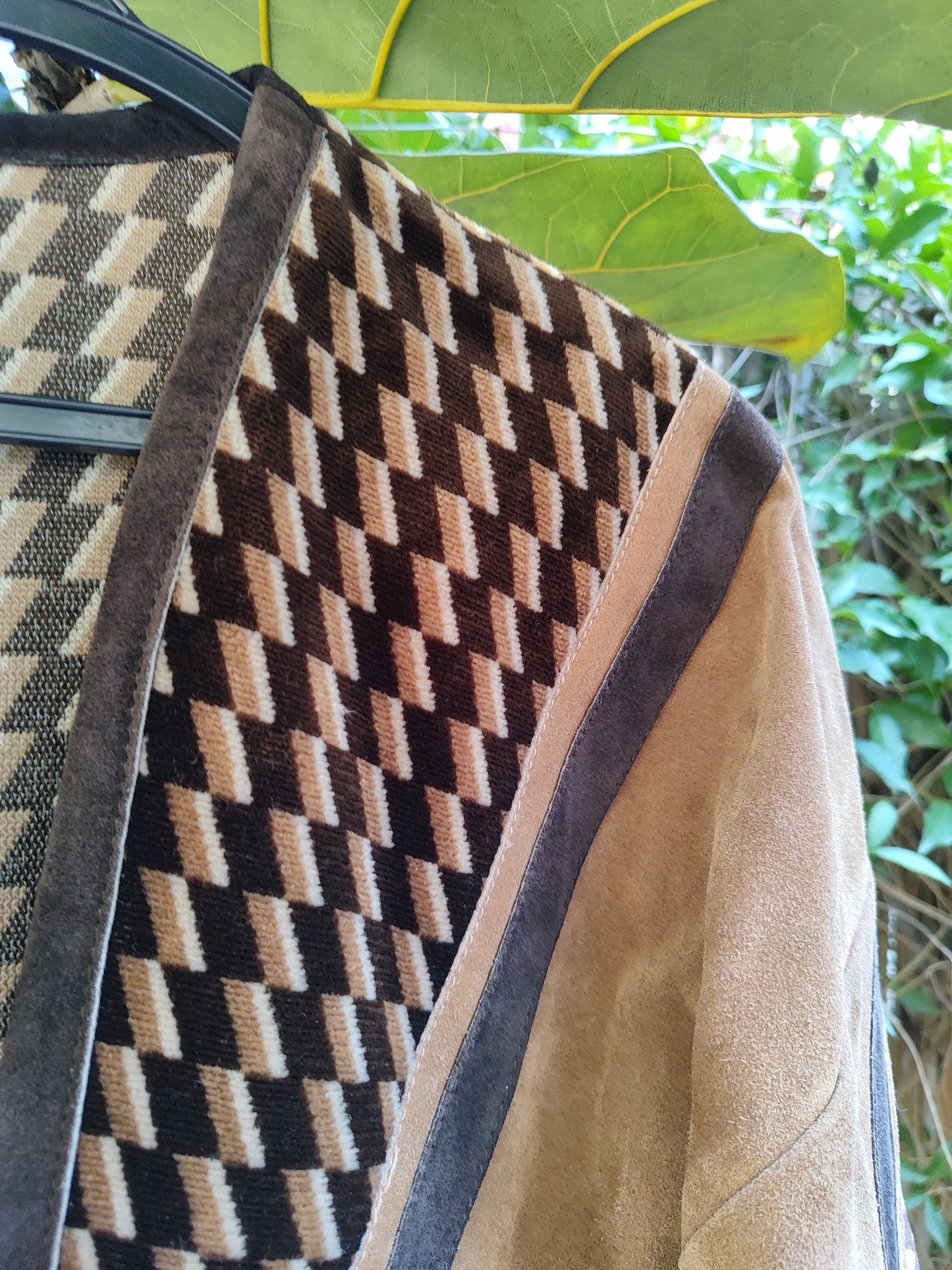 קרדיגן וינטג' ערבוב משובץ של ז'מש וקטיפה - Image 6