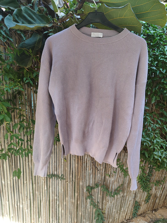 סוודר סגול לילך קלאסי שסע בצדדים - Image 4 by Brunello Cucinelli