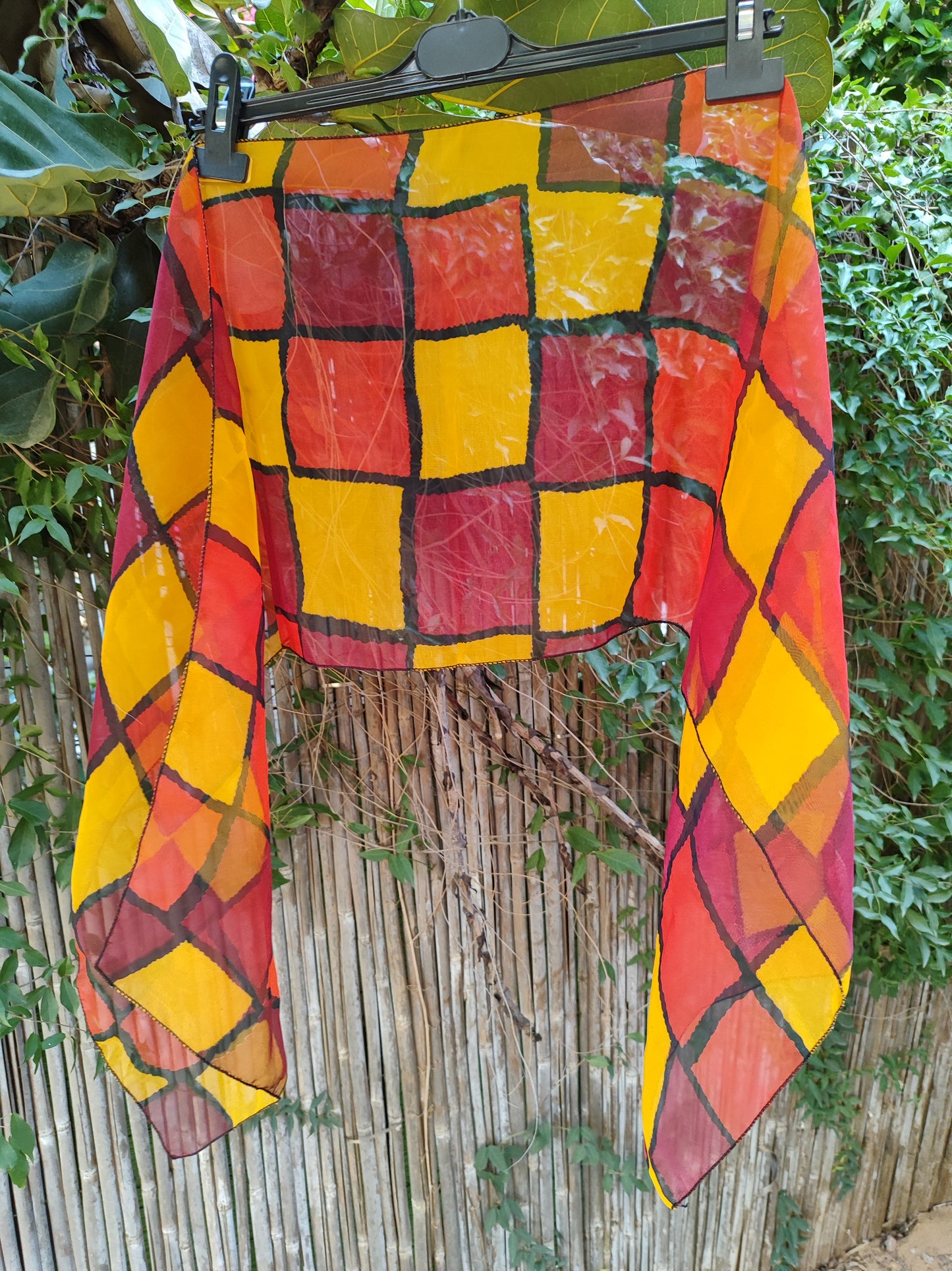 מטפחת משבצות משמחת אדום צהוב - Image 3