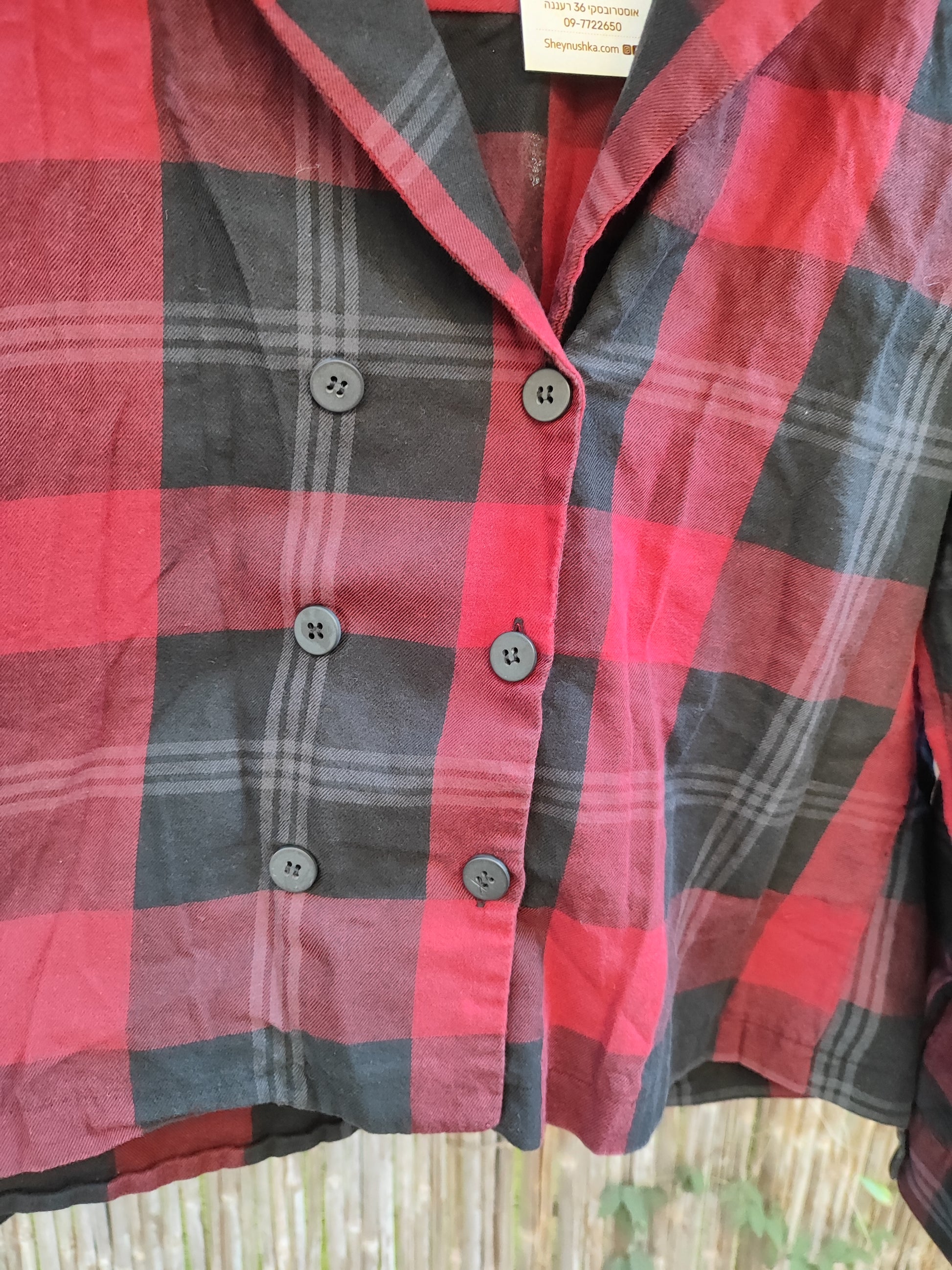  Zara ג'קט דק משובץ בצבע יין ושחור - Image 3 by Zara