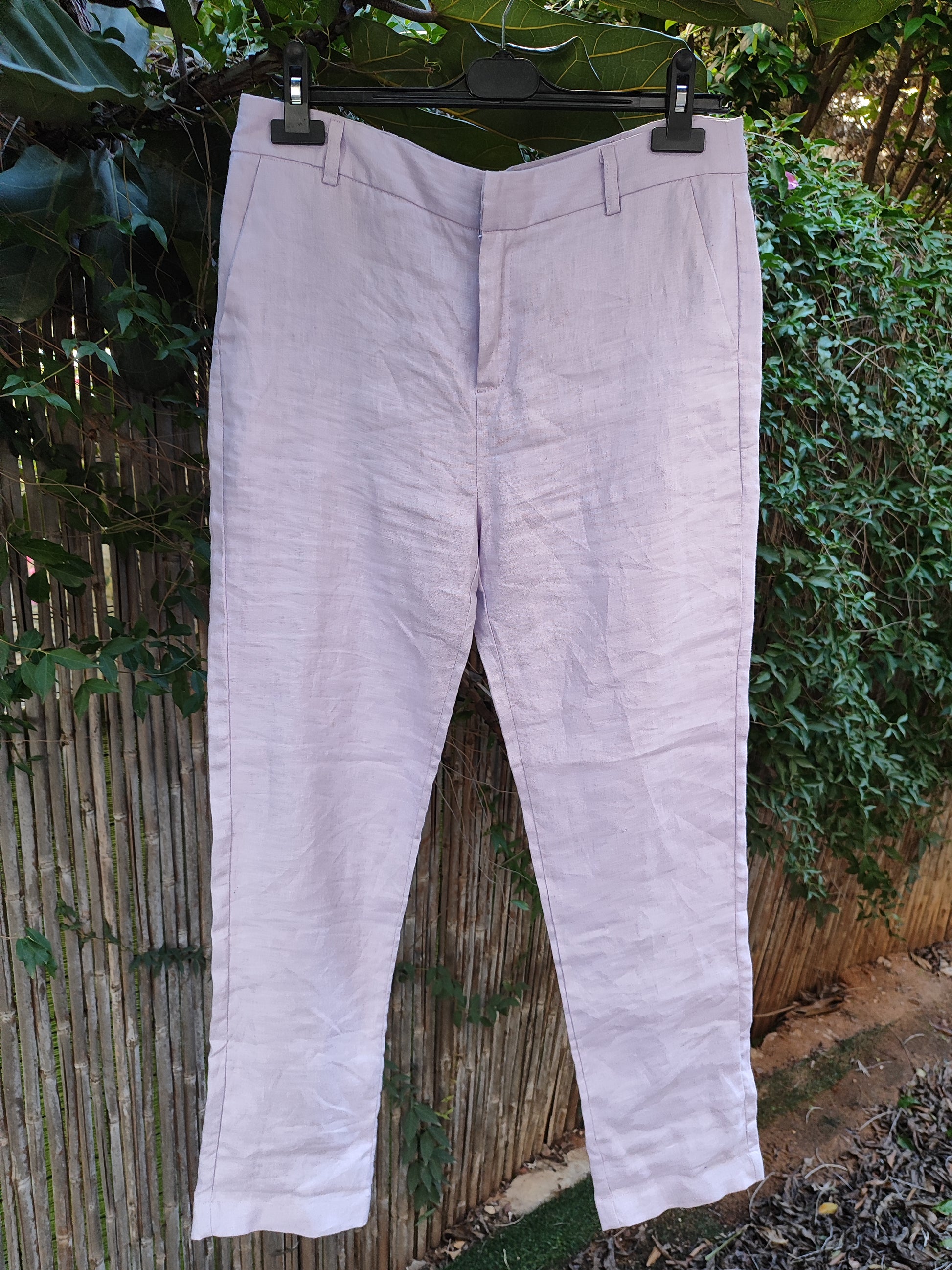 מכנסי פשתן סגולי לילך קלאסים  - Image 3 by &GOLF