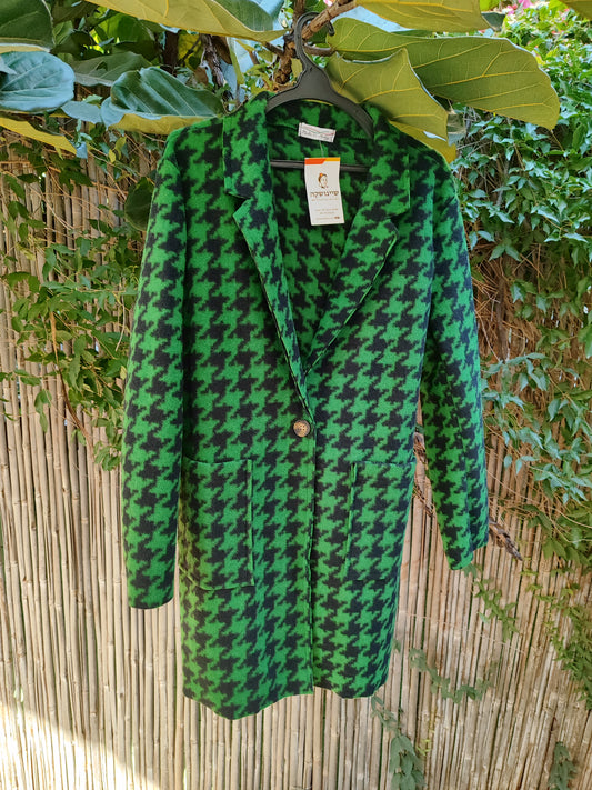 ג'קט ארוך בזיגזגים של ירוק שחור  - Image 5