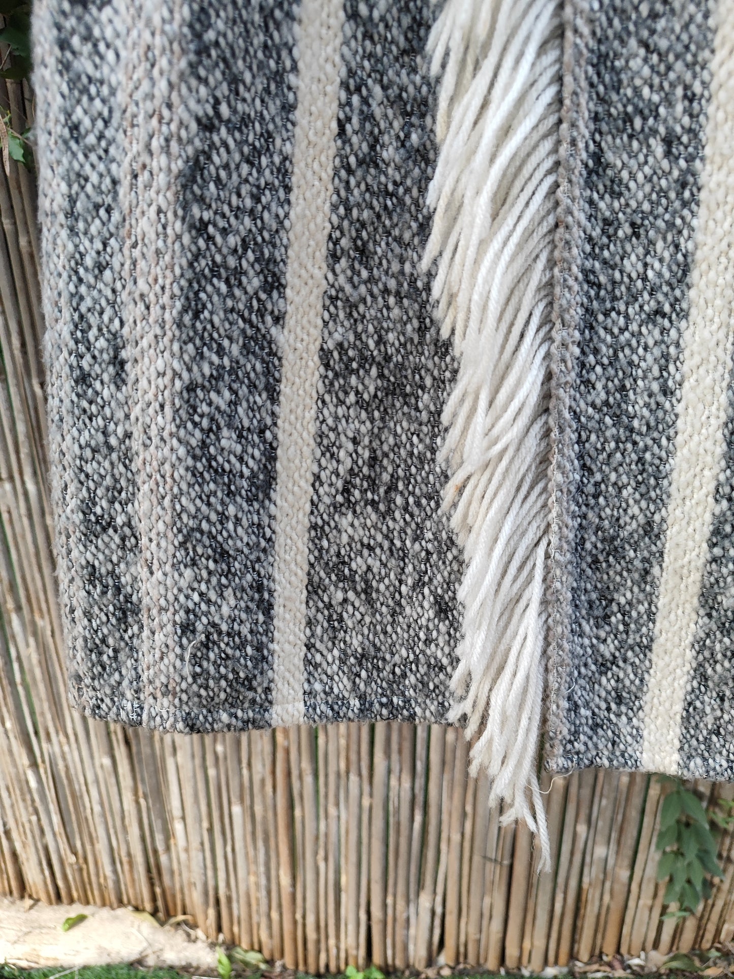 חצאית מעטפת פסים צמר וינטג'ית אפור לבן בפרזים - Image 3