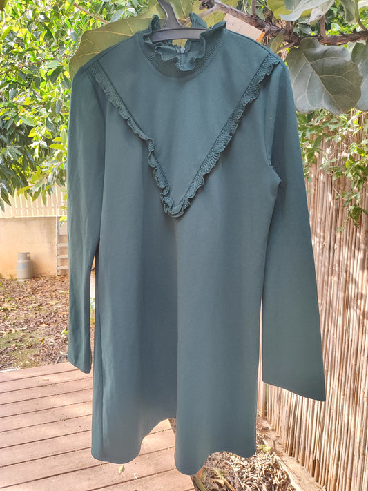  זארה. שמלה ירוקה בצאוורון מלכותי ומלמלית בחזה - Image 6 by Zara