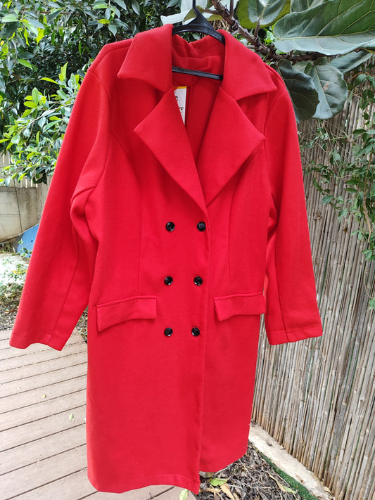 מעיל אדום אלגנטי כפתורים בשורות - Image 4