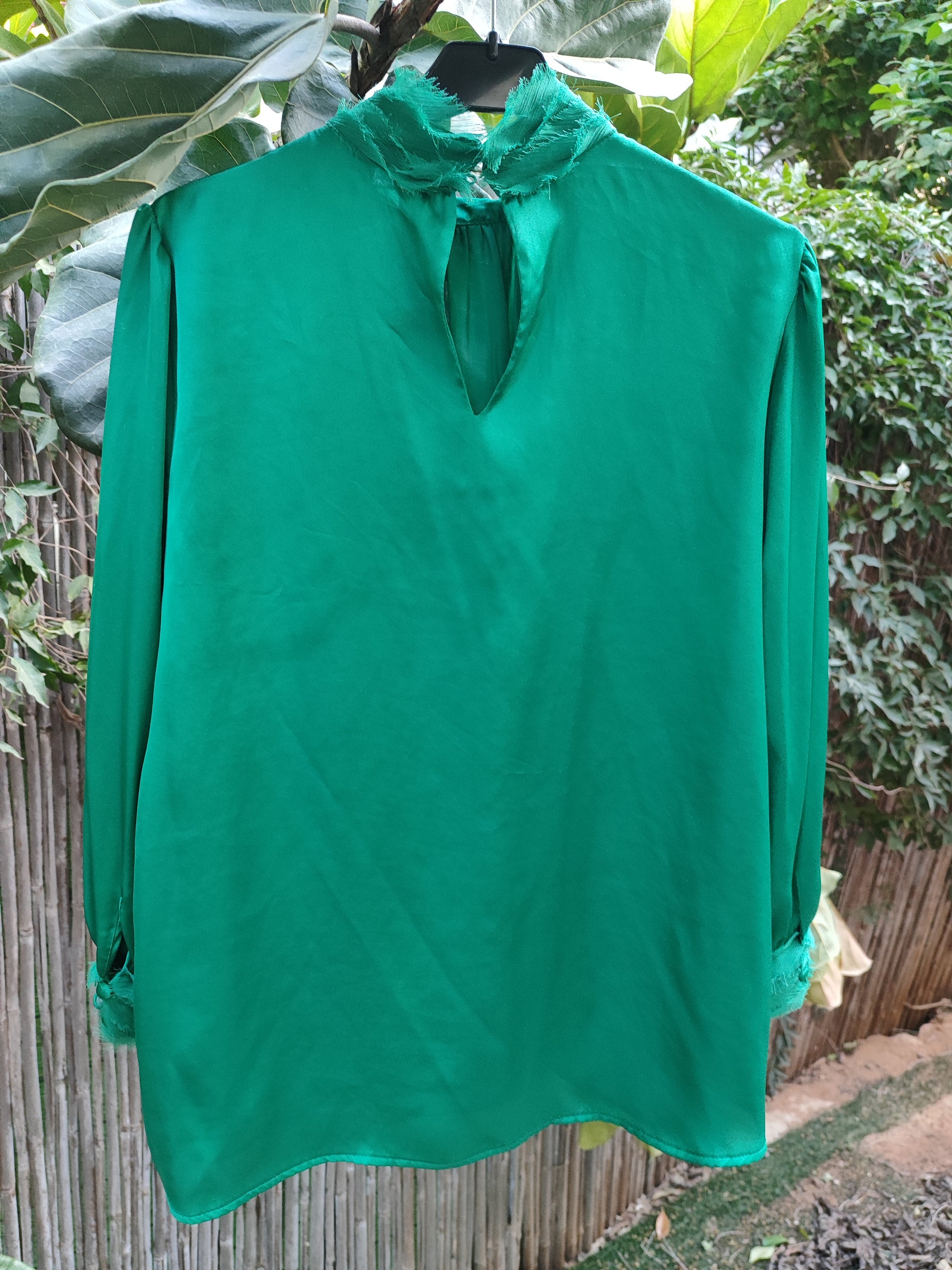 חולצה ירוקה בסיום מבריק גולף שכבות פרנזים מידה L  - Image 4 by Zara