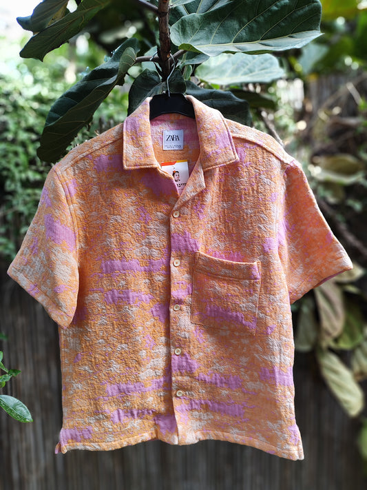 חולצה עבה קצרה צבעי כתום סגול רכים - Image 4 by Zara