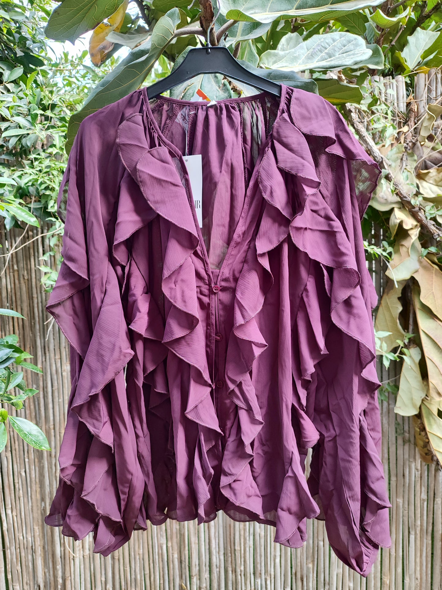 חולצת שכבות מתשתשת סגולה מכופתרת  - Image 2