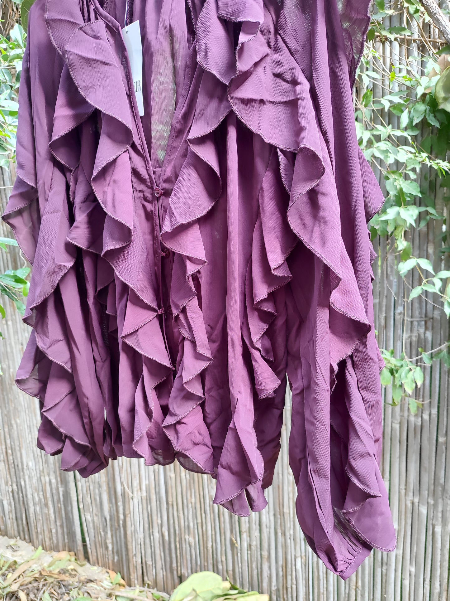 חולצת שכבות מתשתשת סגולה מכופתרת  - Image 6