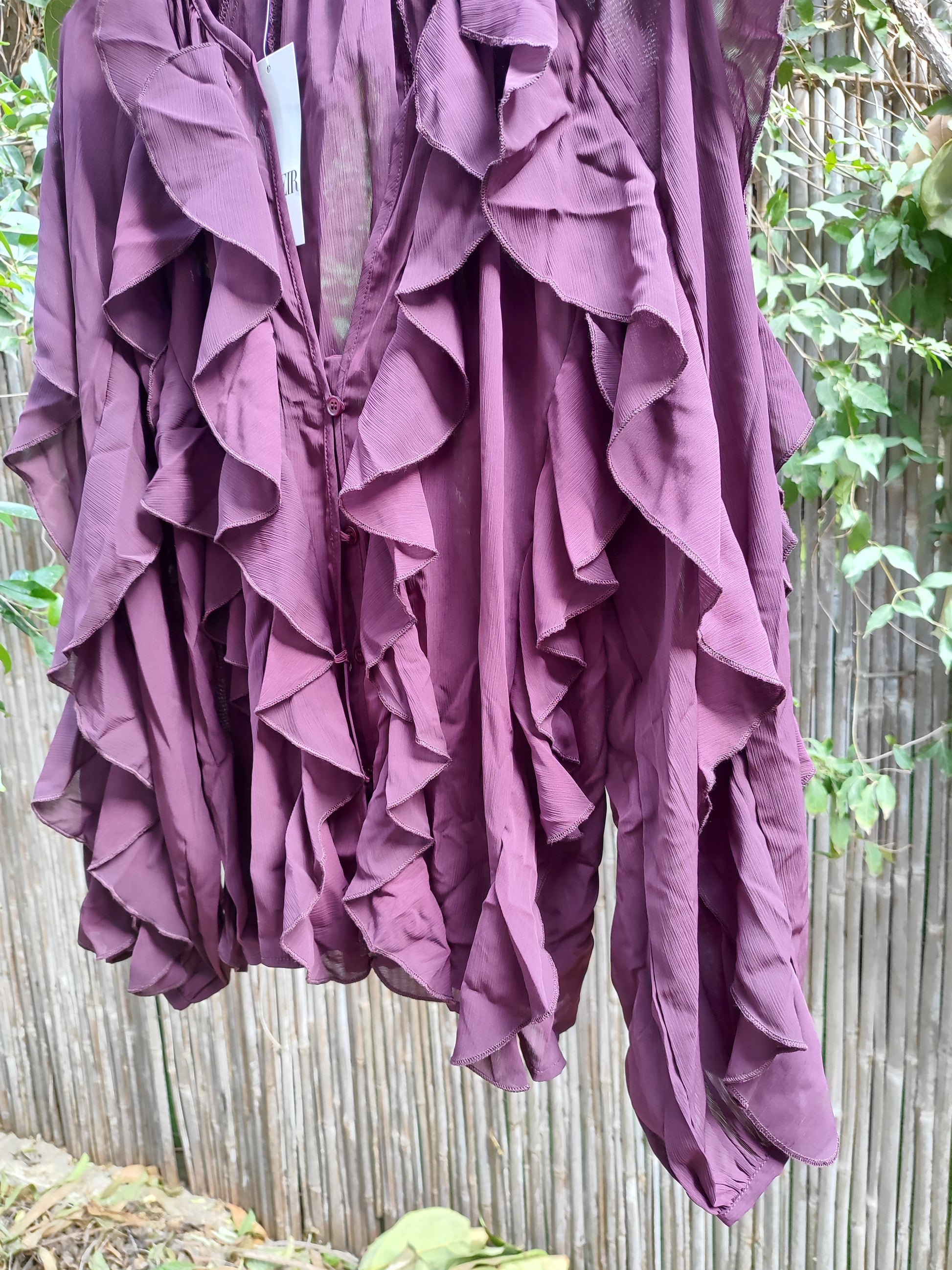 חולצת שכבות מתשתשת סגולה מכופתרת  - Image 6