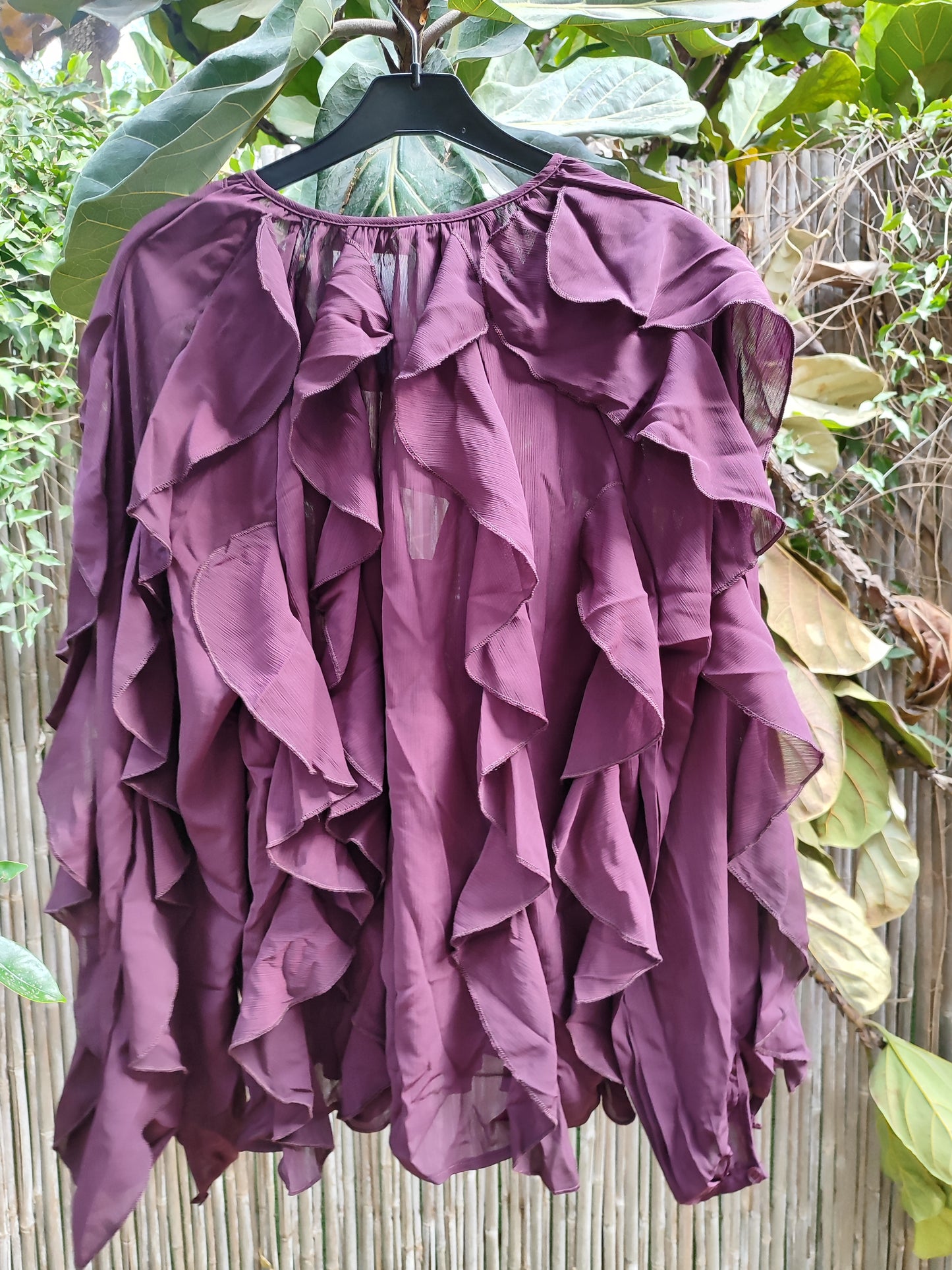 חולצת שכבות מתשתשת סגולה מכופתרת  - Image 3