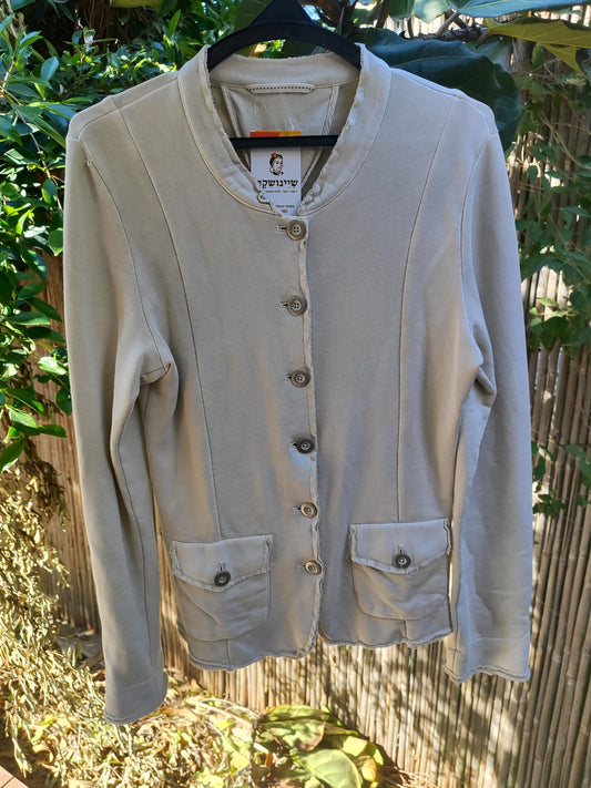 ז'קט כותנה שני כיסים קידמיים בצבע קרם - Image 3